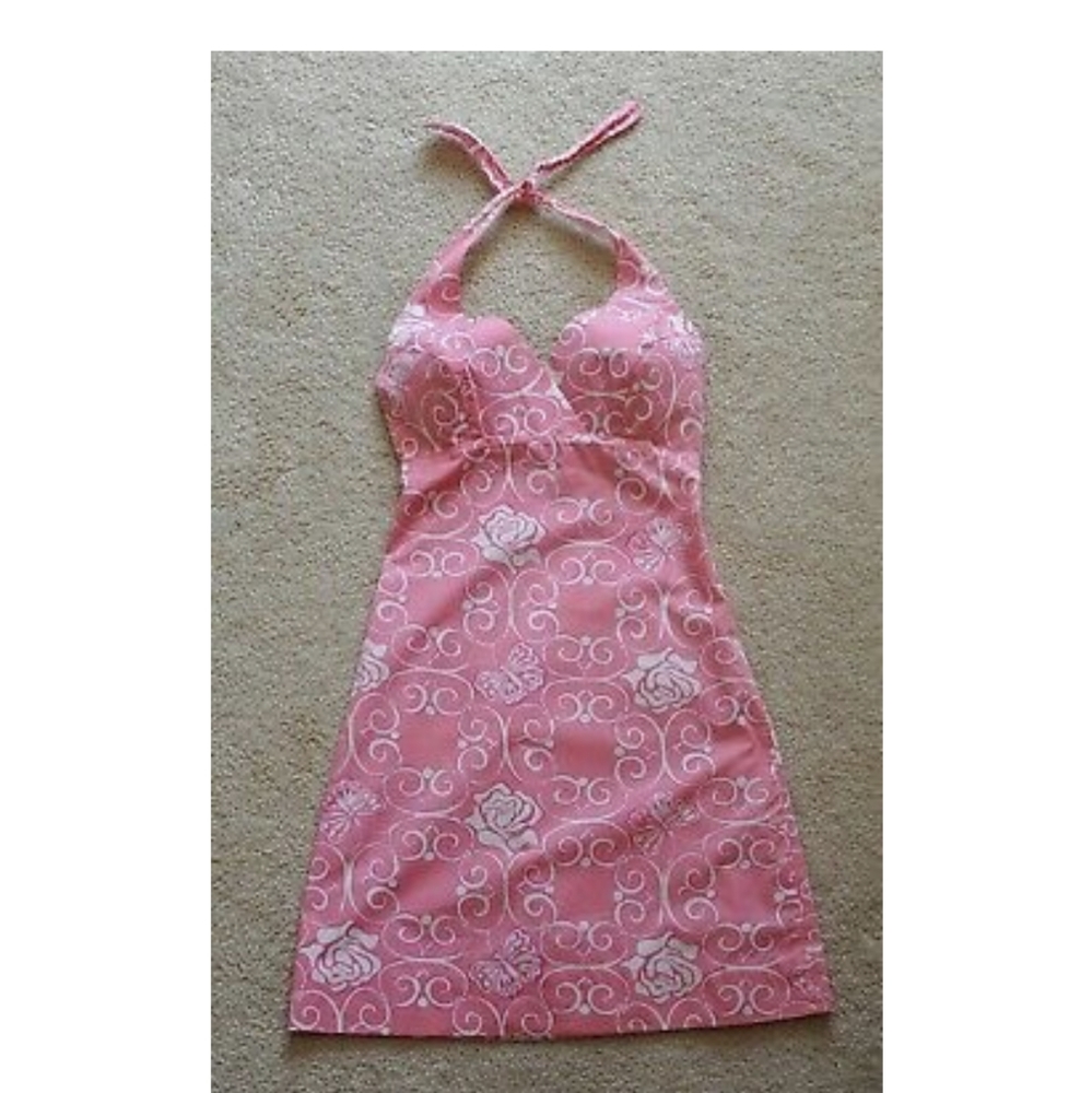 Lilly Pulitzer pink and white halter dress